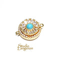 14K Yellow gold filled decorative Magnetic Clasps with turquoise size 19.0x15.0mm, Magnetic clasp, Jewelry making - 1 piece