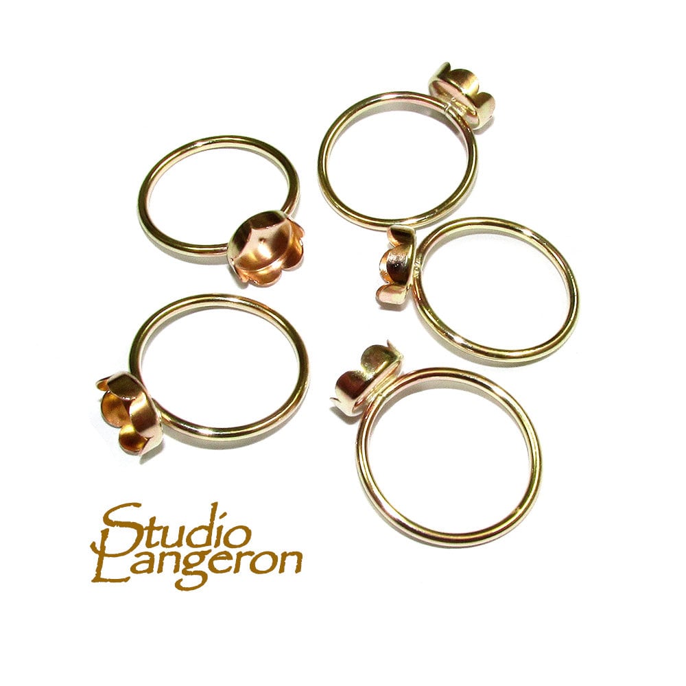 14K Yellow gold filled blank ring with flower bezel cup 8mm size 4 - 11, Base ring, Gold filled ring, Jewelry making, Setting - 1 piece