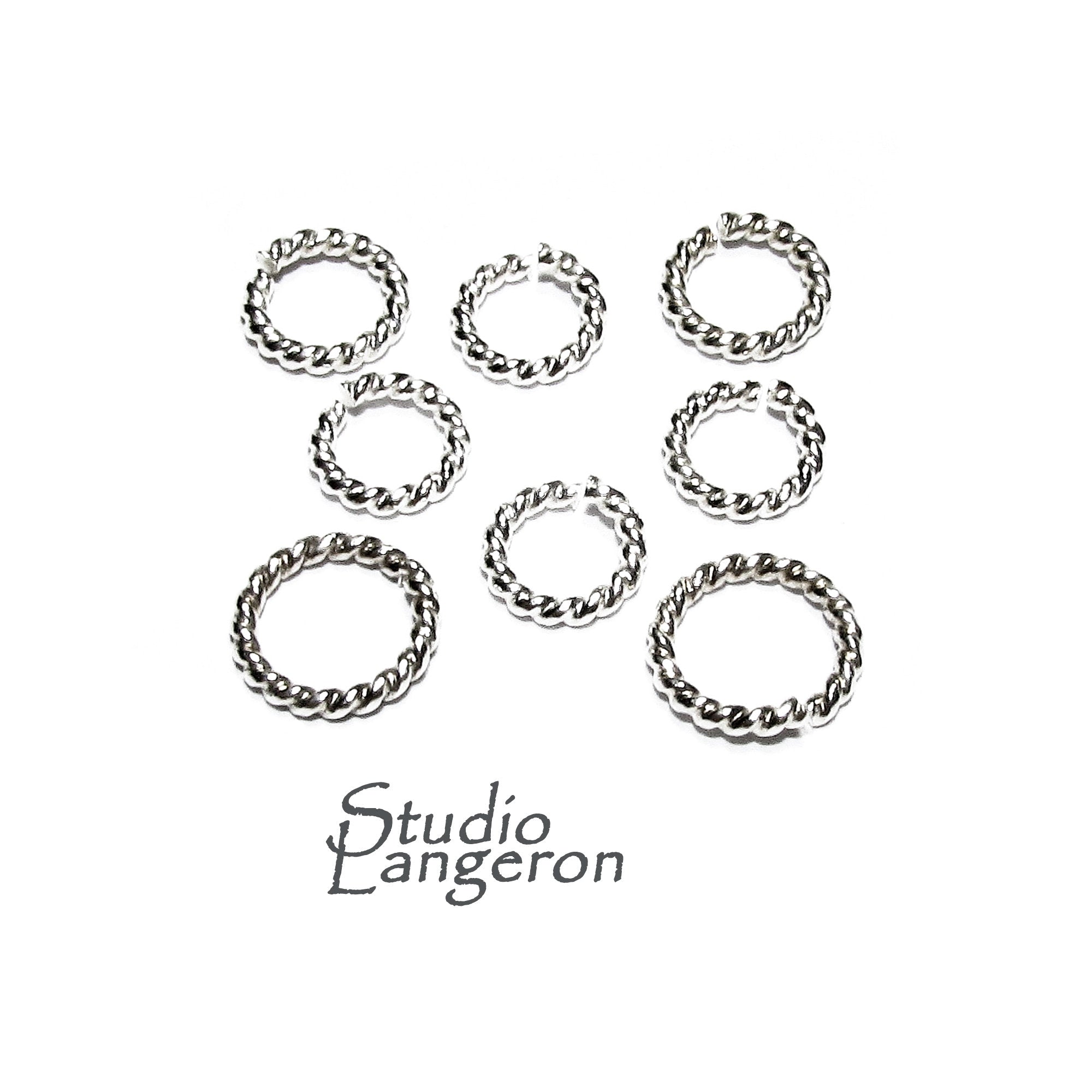 925 Sterling Silver jump Rings twist wire 1.0 mm, Inside Diameter 3.5, 4.0, 5.0 mm, Jump ring, Jewelry making, Rope-Style Ring - 1 piece