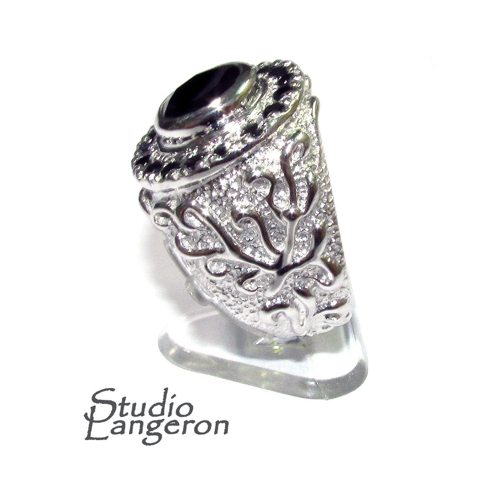 Black onyx man ring 925 sterling silver size 9 1/2, Handmade ring, single copy, sterling silver, natural onyx, man ring, black gemstone
