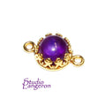 14K Gold Filled natural Amethyst round Link Connector size 14x7 mm, Natural Amethyst silver link, Jewelry making, Connector - 1 piece