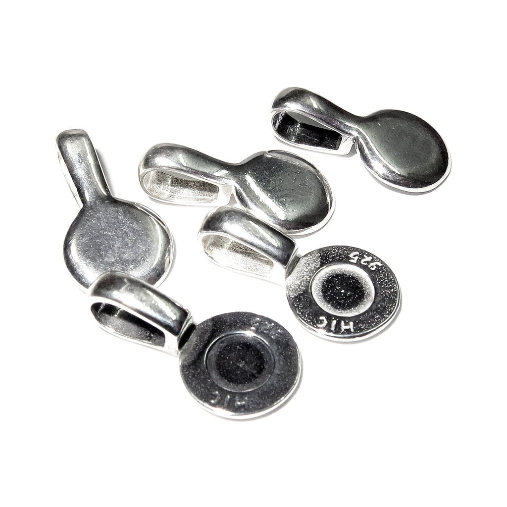 925 Sterling silver large Round Glue-on Flat Pad Pendant Bails, sterling silver Bail, Jewelry making, Bail finding, Glue-on bail - 1 piece