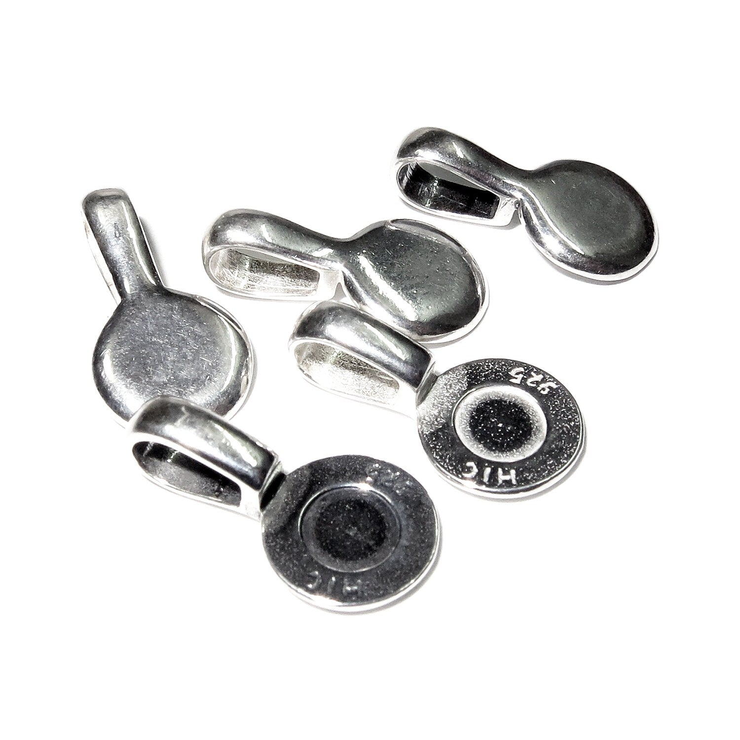 925 Sterling silver large Round Glue-on Flat Pad Pendant Bails, sterling silver Bail, Jewelry making, Bail finding, Glue-on bail - 1 piece