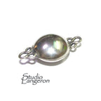 925 Sterling Silver Large Button Padlock Magnetic Clasp, Magnetic clasp, Clasps, Jewelry making, Round clasp, Sterling silver - 1 piece