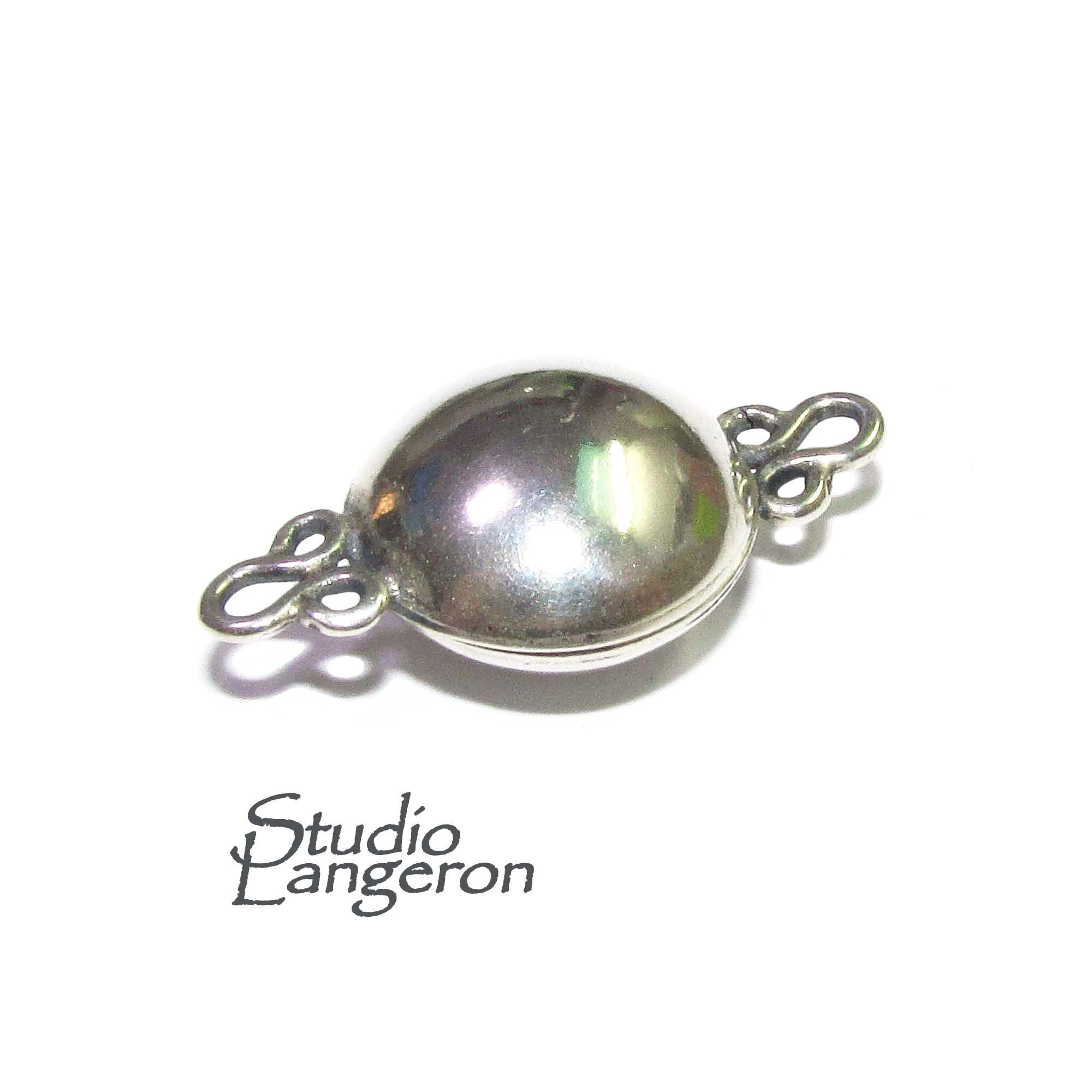 925 Sterling Silver Large Button Padlock Magnetic Clasp, Magnetic clasp, Clasps, Jewelry making, Round clasp, Sterling silver - 1 piece