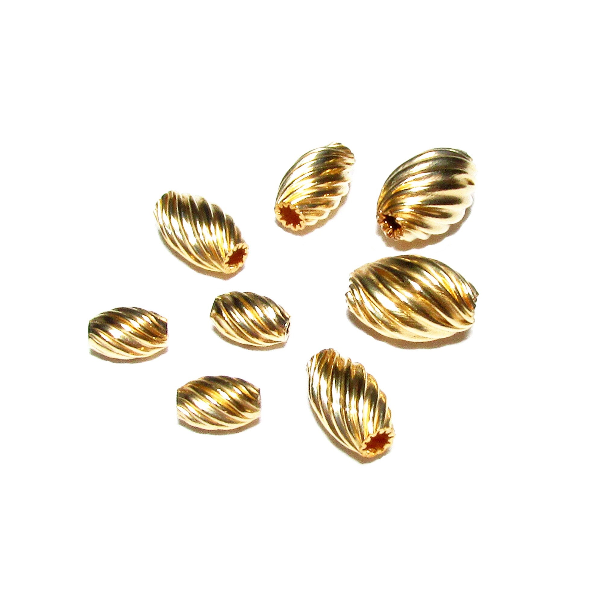 14K yellow gold filled oval twisted beads, Oval Beads, swirl beads, Gold filled beads, Jewelry making, Yellow Gold Filled - 1 piece