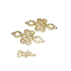 14K Gold filled connector with crystals 3.0x1.6 cm, gold filled link, Jewelry making, link connector - 1 piece
