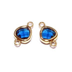 14K Gold Filled Checkerboard blue topaz triangular Link Connector size 8x14 mm, gold filled link, Jewelry making, Connector - 1 piece