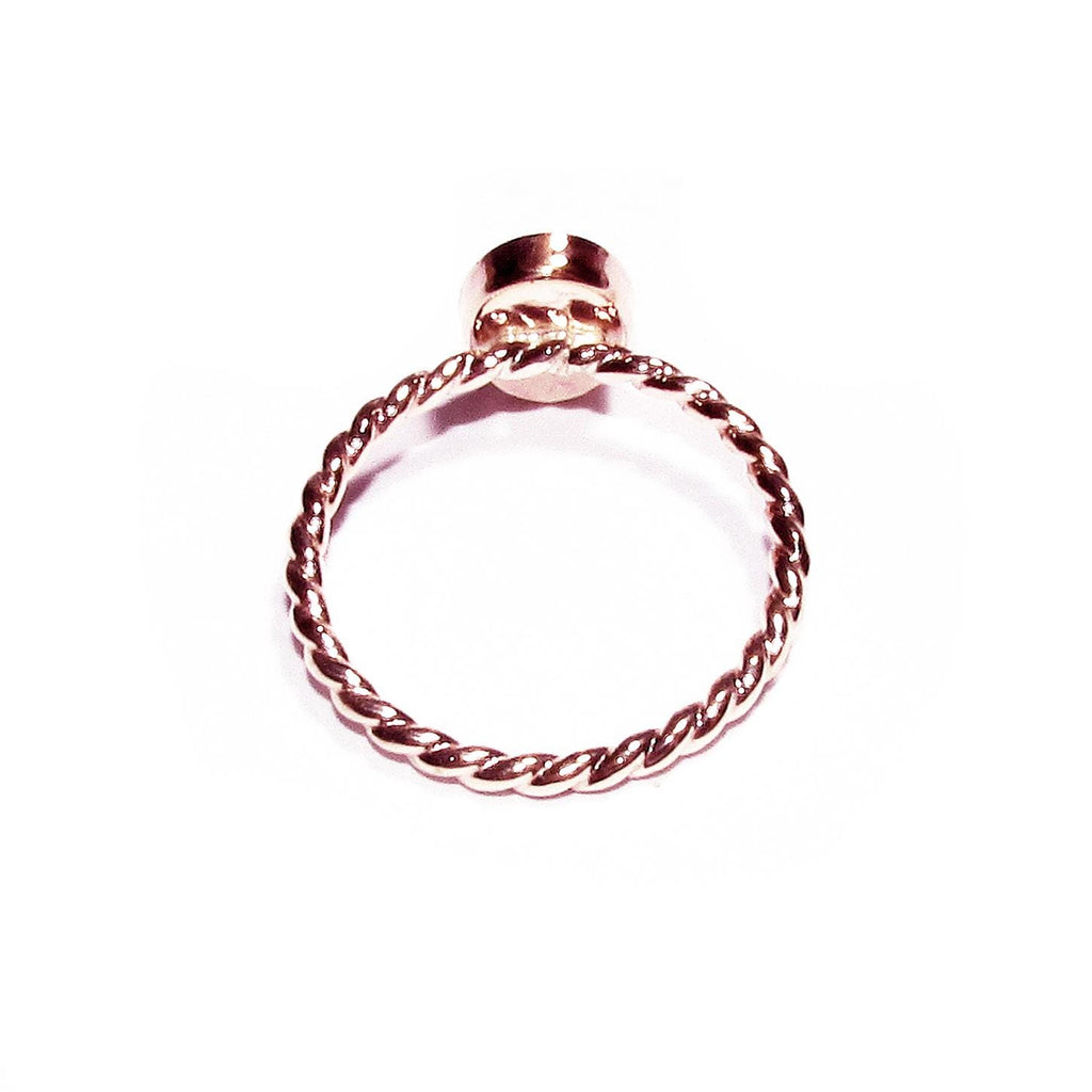 14K Rose gold filled twisted blank ring with bezel cup 6x8mm size 4 - 11, Base ring, Bezel cup, Jewelry making, Rose gold filled - 1 piece