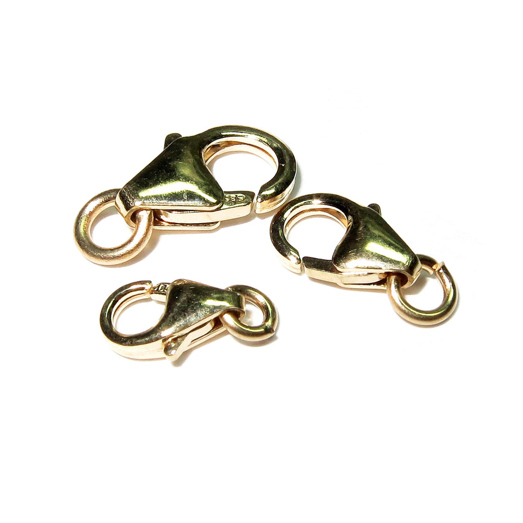 14K Yellow solid Gold Teardrop Lobster Clasp size 7, 8, 10, 12 mm, Jewelry making, 14K gold, Yellow Gold clasp, Gold findings - 1 piece