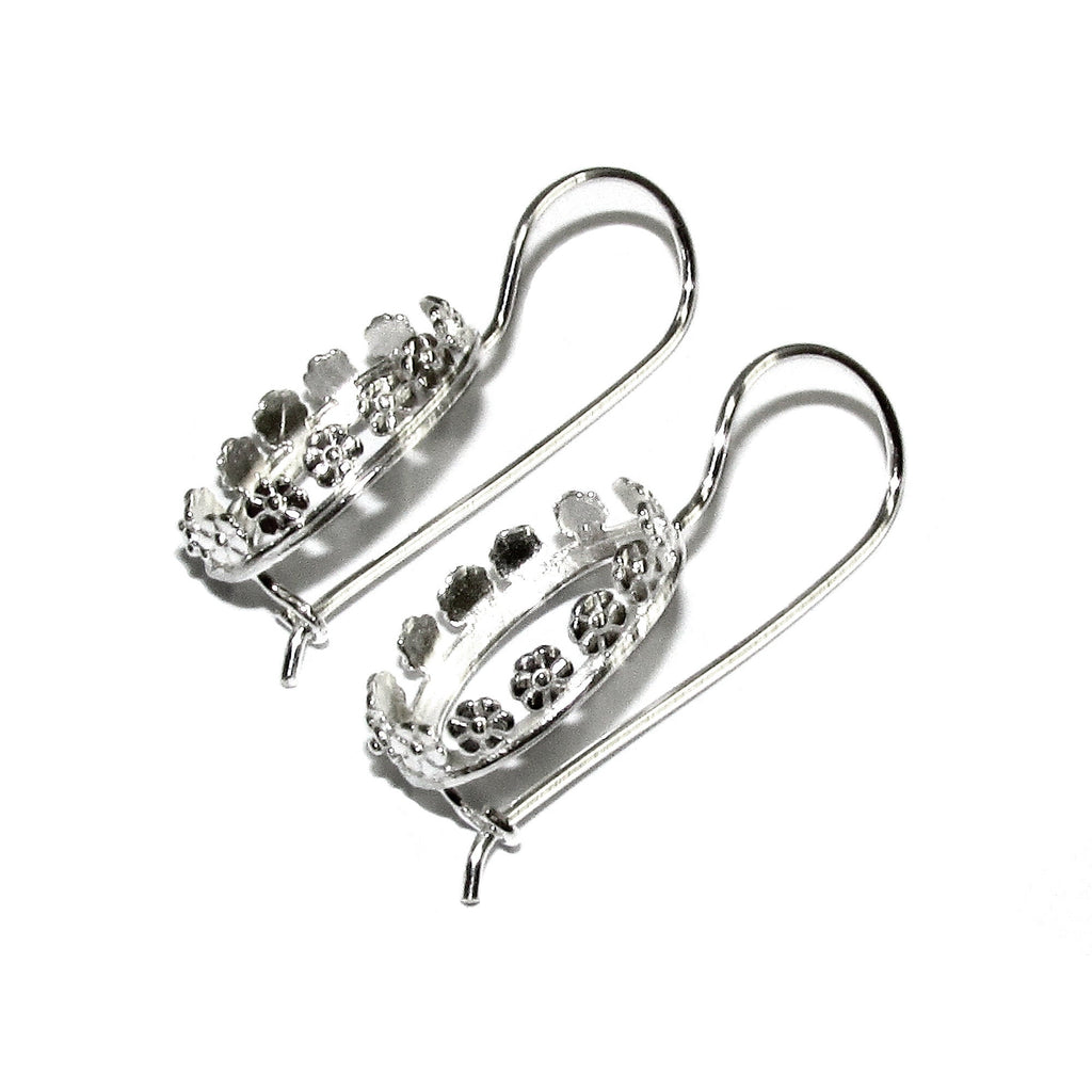 12x16 mm size 925 sterling silver blank earrings with bezel cup, Jewelry making, Setting, bezel cup, Base earrings - 1 pair (2 pieces)