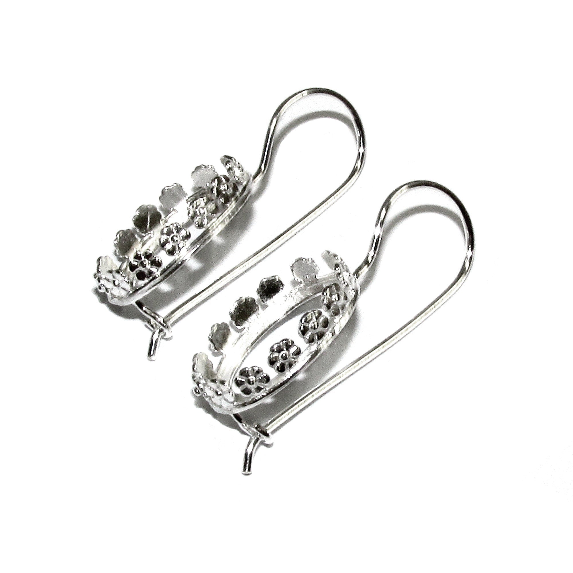 12x16 mm size 925 sterling silver blank earrings with bezel cup, Jewelry making, Setting, bezel cup, Base earrings - 1 pair (2 pieces)