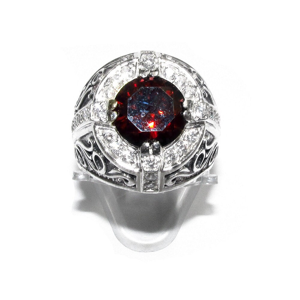 Statement Garnet ring 925 sterling silver size 9, Handmade ring, single copy, sterling silver, Garnet ring,  silver ring, red gemstone