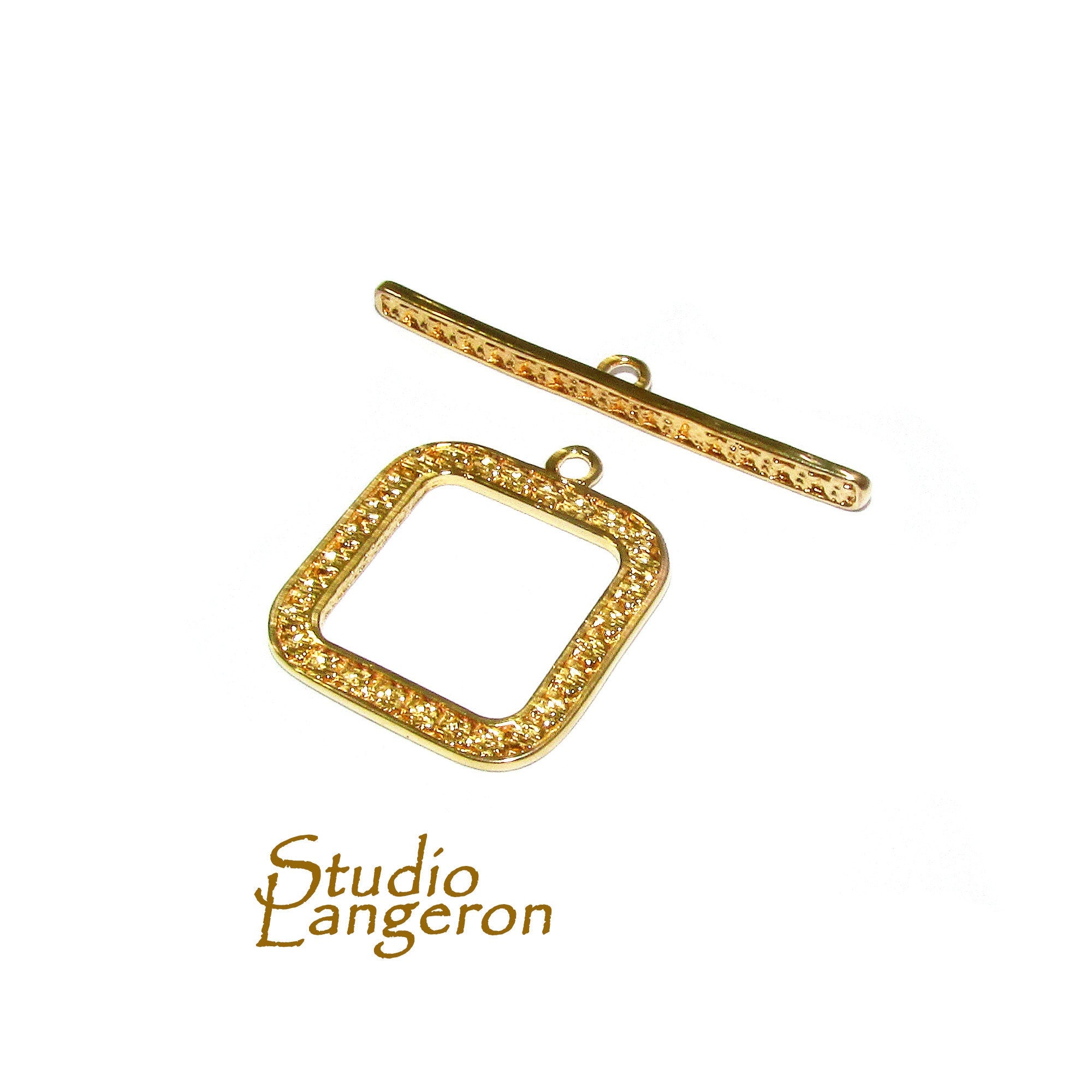 14K Yellow Gold filled square Toggle Clasp size 19.5x19.5 mm, Gold Filled Toggle clasp, Jewelry making, Gold Filled, Clasp toggle - 1 piece