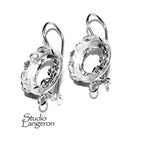 12 mm 925 sterling silver blank earrings with bezel cup and closed ring, Jewelry making, Setting, bezel cup, base earring - 1 pair (2 piece)
