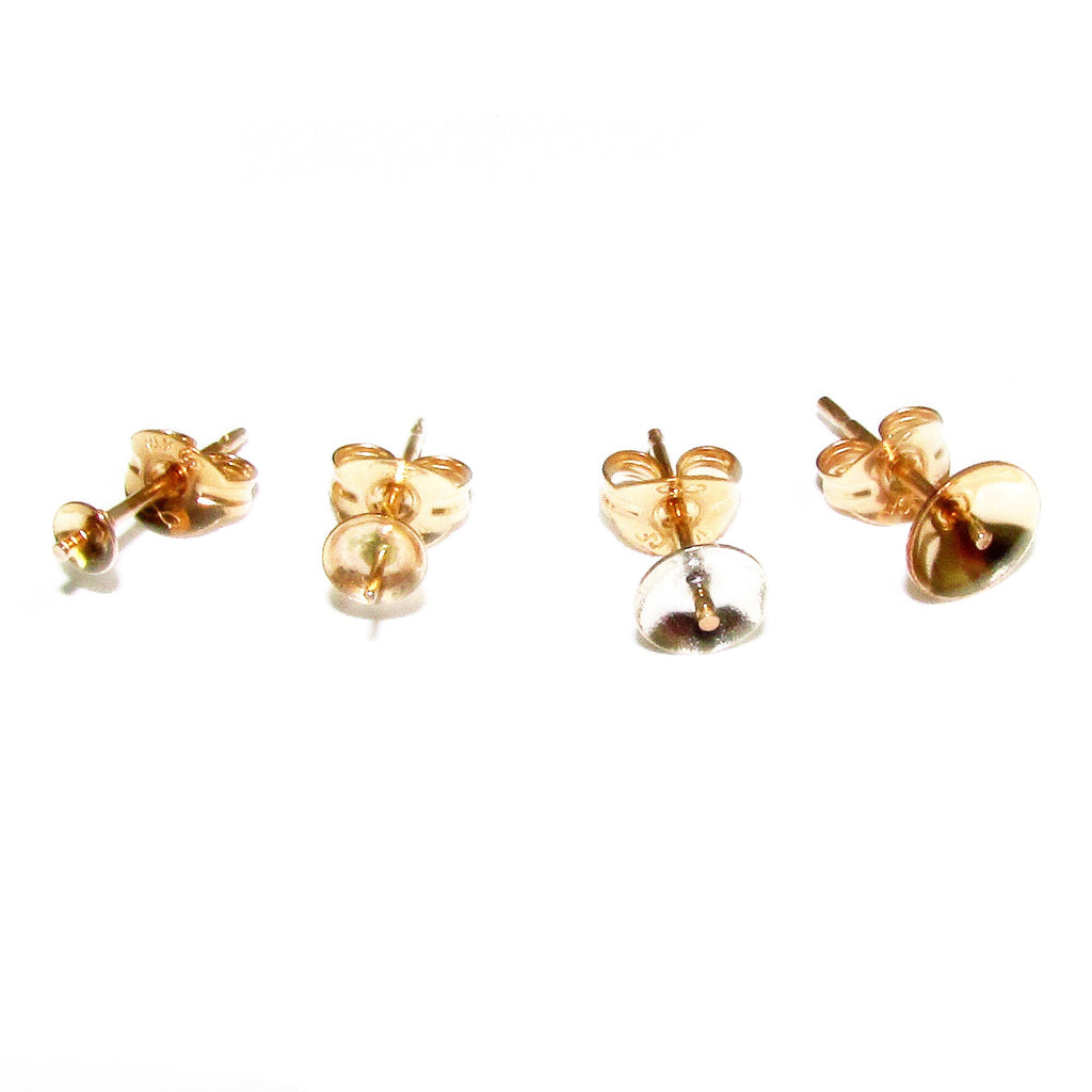 14K Gold Filled Pearl Post Earring Mountings size 3, 4, 5, 6, 7 mm, Jewelry making, Setting, Blank earrings, Gold filled - 1 pair (2 pieces)