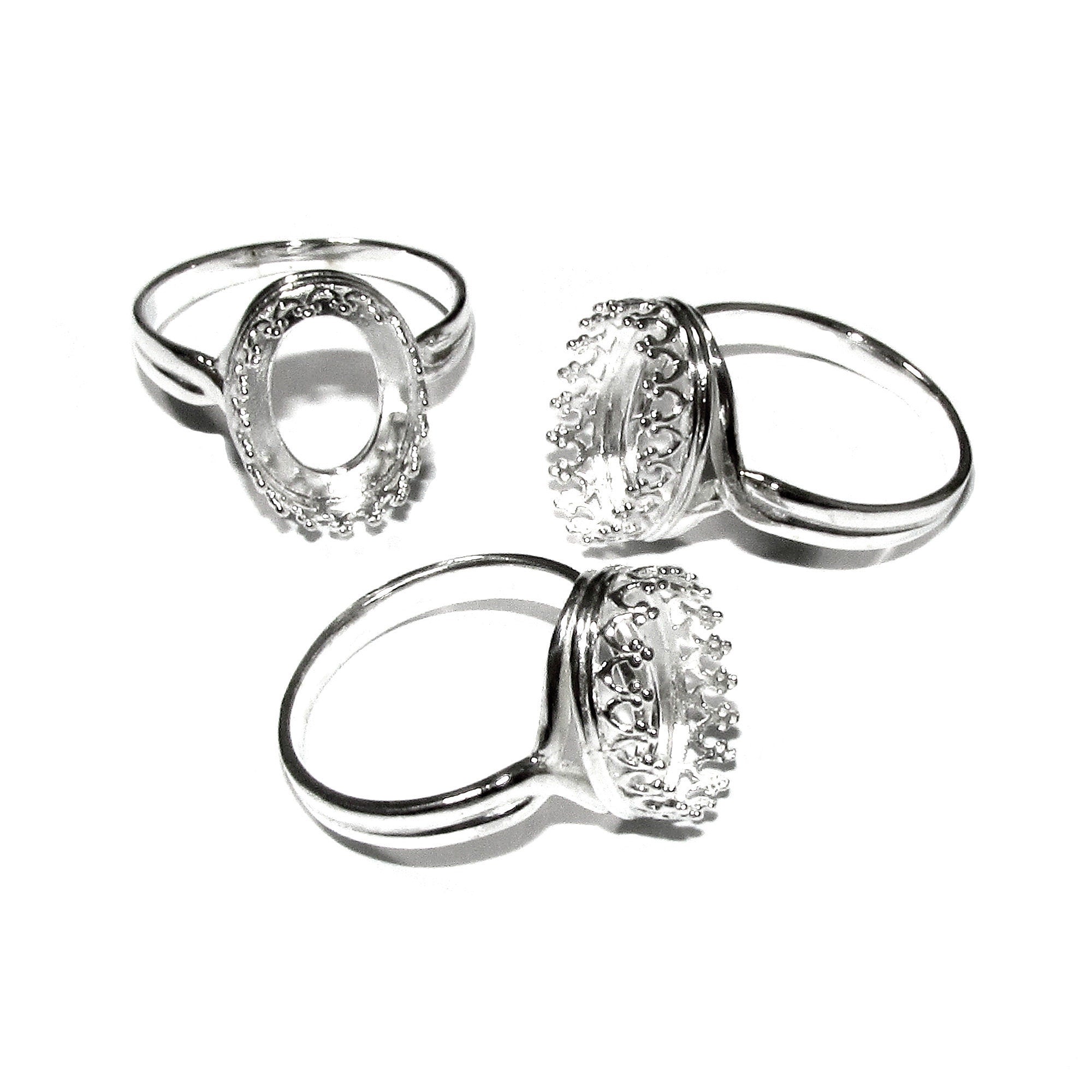 10x14 mm 925 sterling silver blank ring with bezel cup size 5, 6, 7, 8, silver ring, bezel cup, silver, base ring, Jewelry making - 1 piece