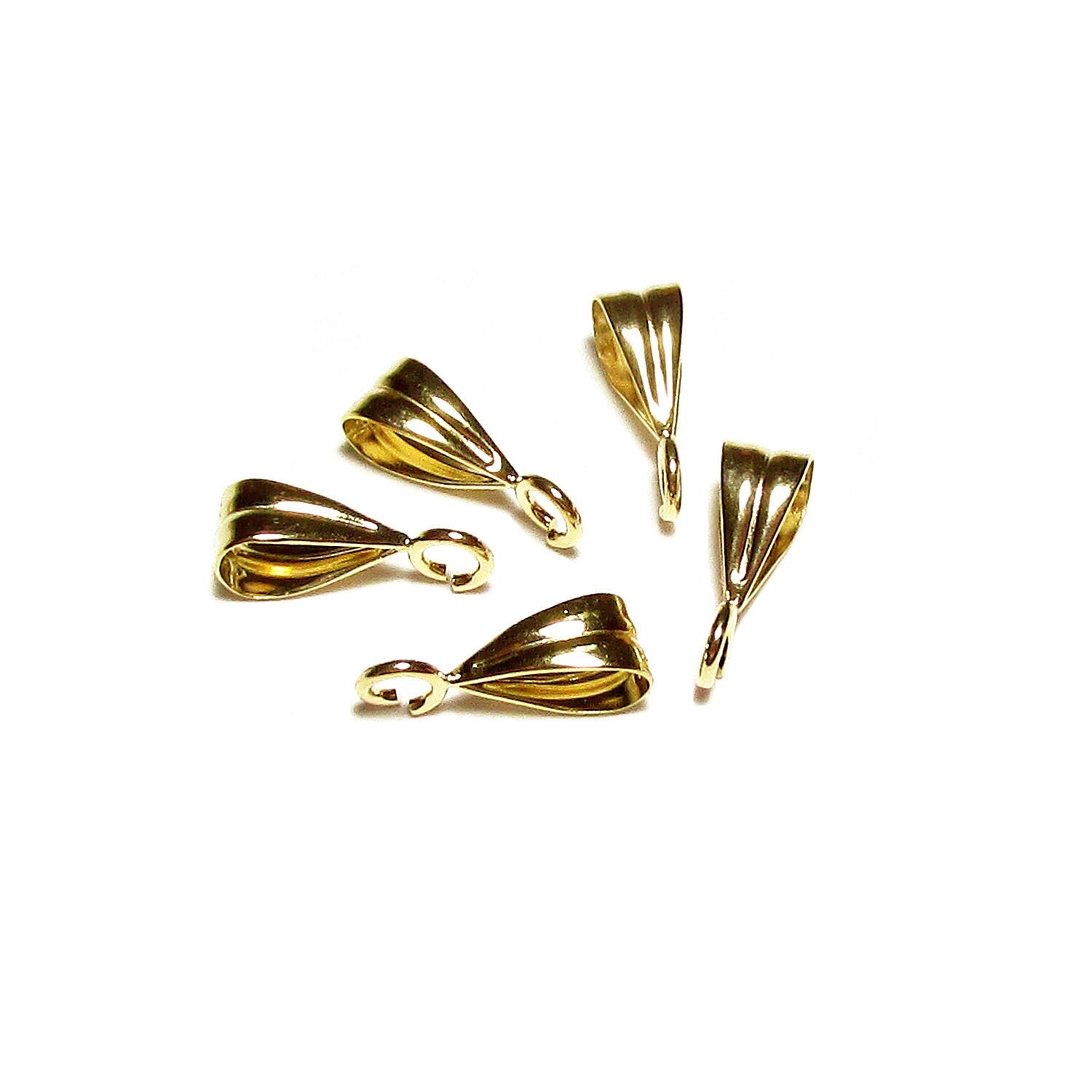 14K Solid gold grooved bail With fixed open ring size 6.3x3.0 mm, Solid gold Bail, Jewelry making, Bail findings, Pendant bail - 1 piece