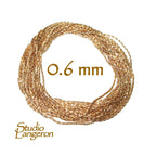 14K solid gold beading cardano chain thickness 0.6 mm, beading chain, 14K gold chain, Jewelry making, beading chain, 14K gold - 1 Ft (30 cm)