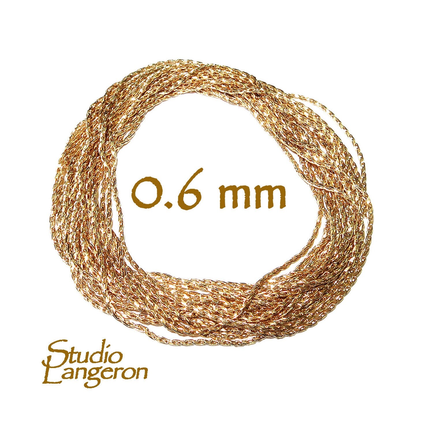 14K solid gold beading cardano chain thickness 0.6 mm, beading chain, 14K gold chain, Jewelry making, beading chain, 14K gold - 1 Ft (30 cm)