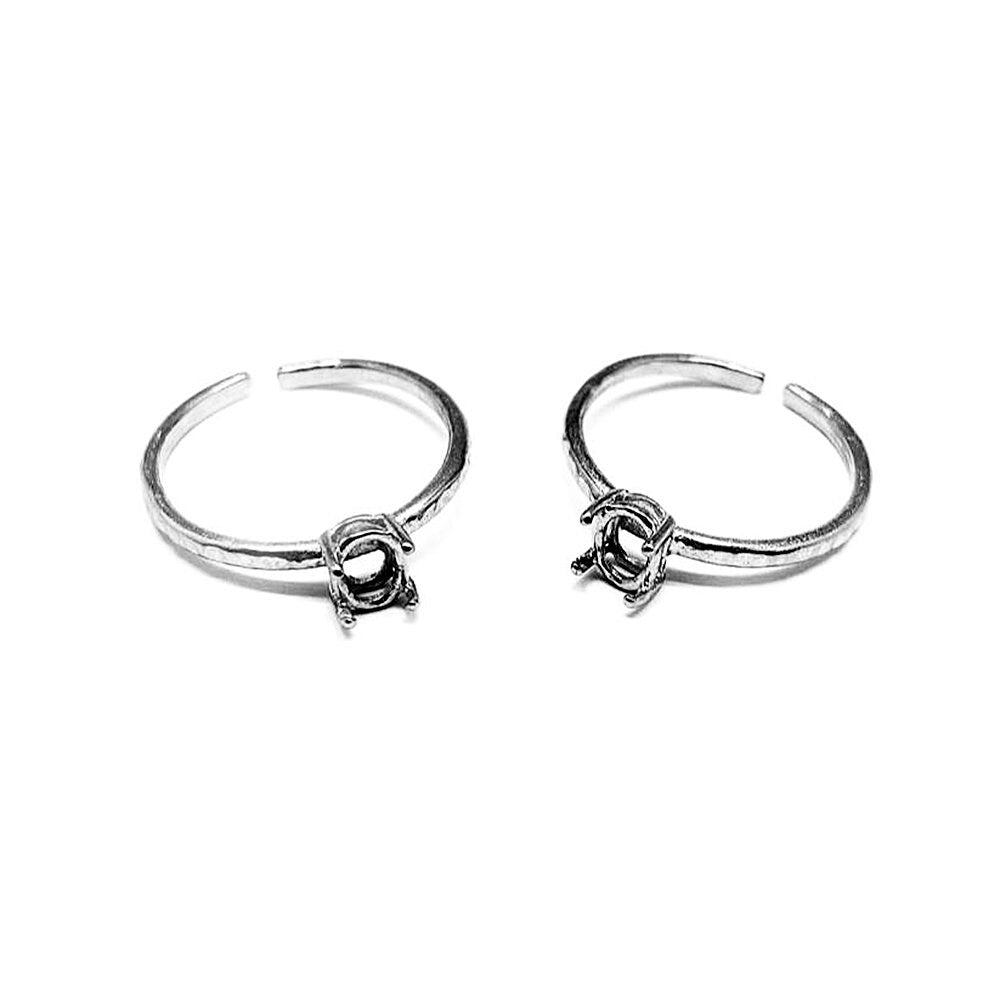 925 sterling silver open blank ring with 4-Prong Setting 6x4 mm, silver ring, Jewelry making, base ring, Setting, Ring mounting - 1 piece