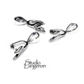 925 Sterling silver Leaf Double Pinch Pendant Bail with Ring - 1 piece