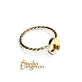 14K Yellow gold filled twisted blank ring with bezel cup 6x8mm size 4 - 11, Base ring, Bezel cup, Jewelry making, Setting - 1 piece