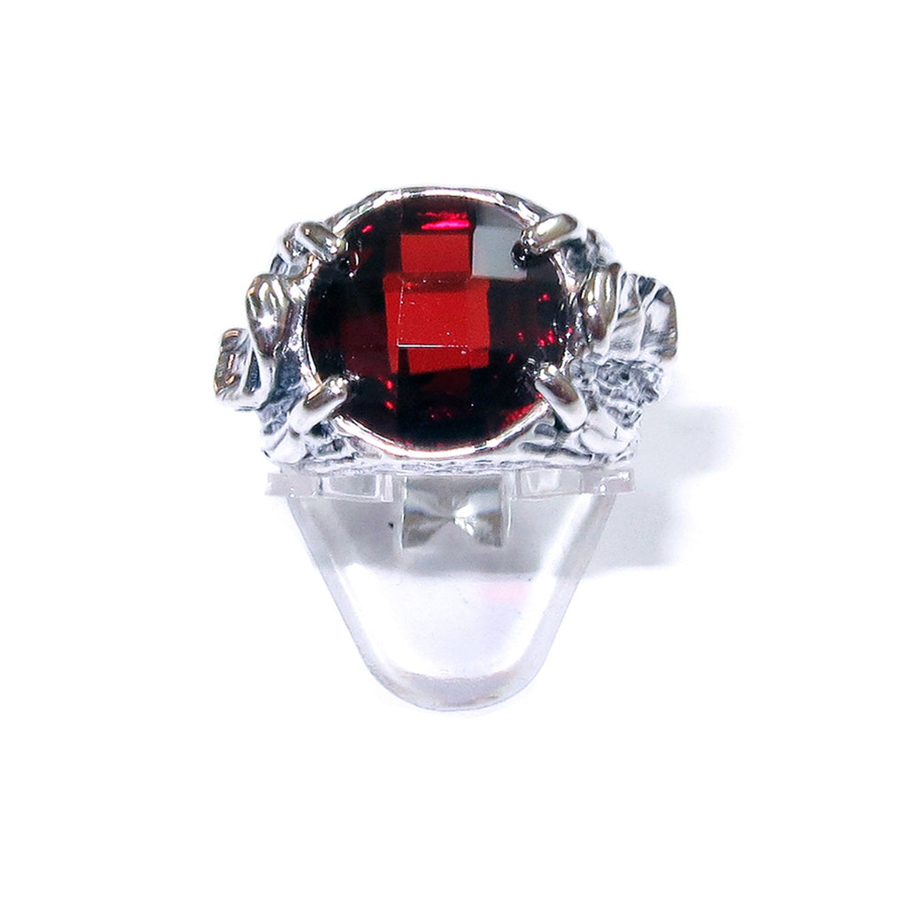 Statement Garnet ring 925 sterling silver size 7 1/2, Handmade ring, single copy, sterling silver, Garnet ring,  silver ring, red gemstone