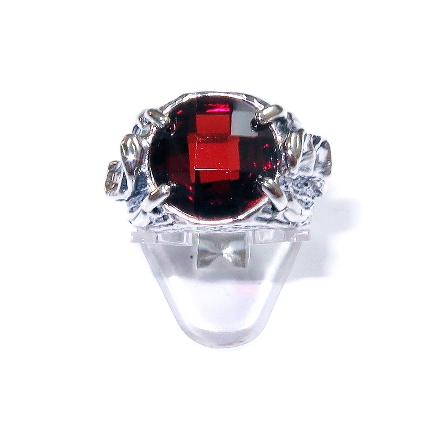 Statement Garnet ring 925 sterling silver size 7 1/2, Handmade ring, single copy, sterling silver, Garnet ring,  silver ring, red gemstone
