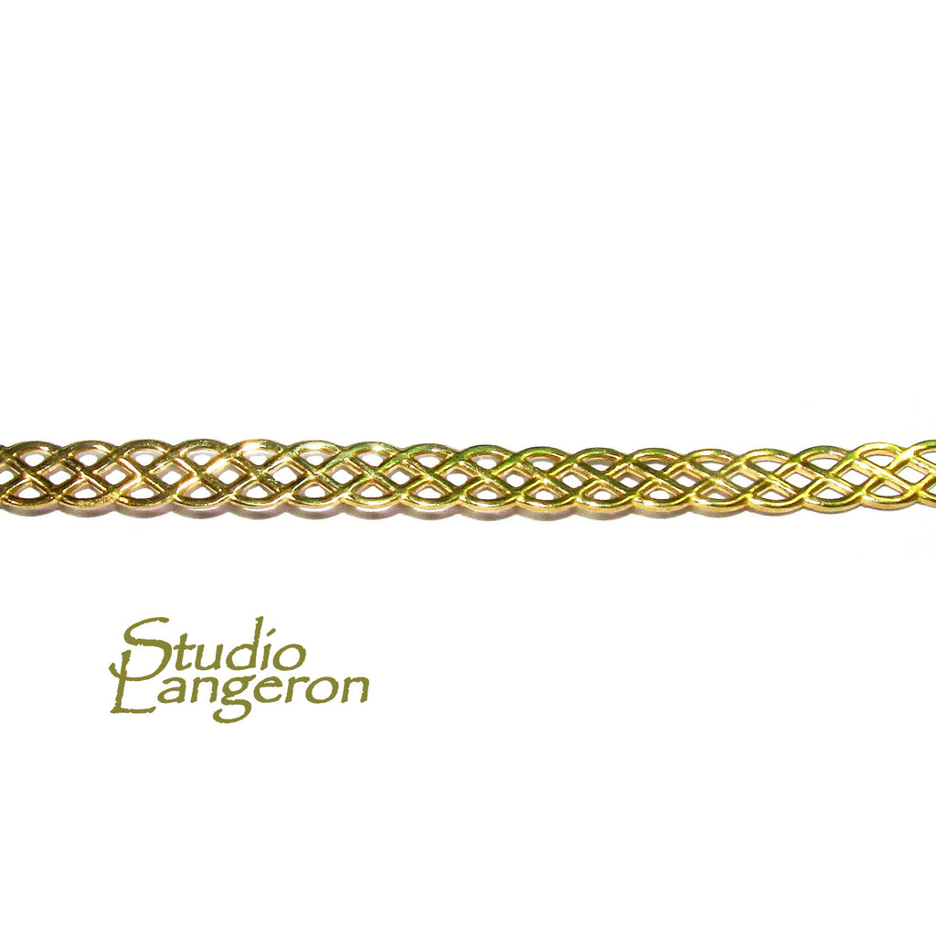 Natural Brass Gallery wire, Brass wire, Gallery pattern, Gallery ribbon, Wire, Jewelry making, Brass findings, Setting - 4 inch (10 cm)