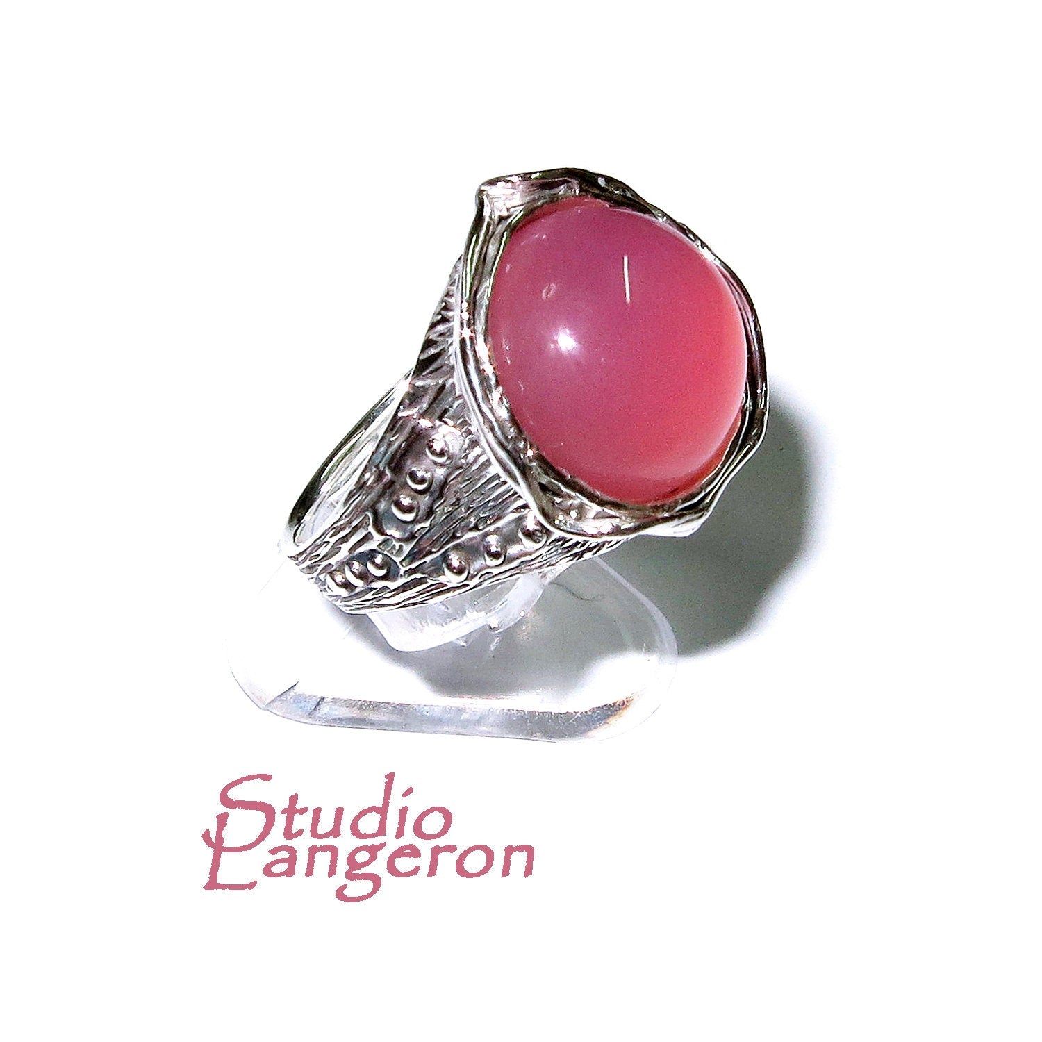 Statement Chalcedony ring 925 sterling silver size 7 1/2, Handmade ring, single copy, 925 sterling silver, Natural Chalcedony, gemstone