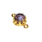 14K Gold Filled natural Iolite round Link Connector size 14x7 mm, Natural Iolite gold filled link, Jewelry making, Connector - 1 piece