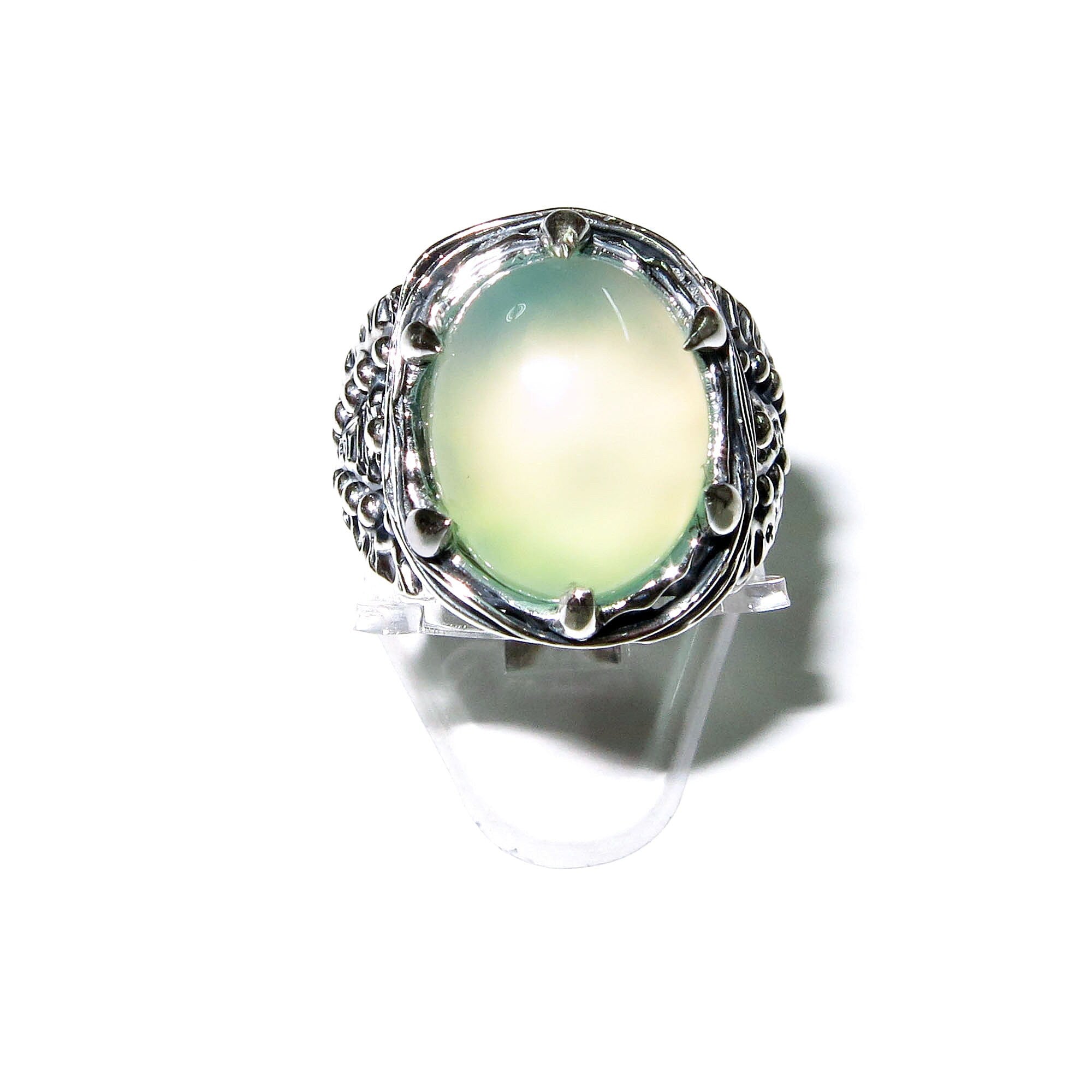 Statement Chalcedony ring 925 sterling silver size 6 1/2, Handmade ring, single copy, 925 sterling silver, Natural Chalcedony, gemstone