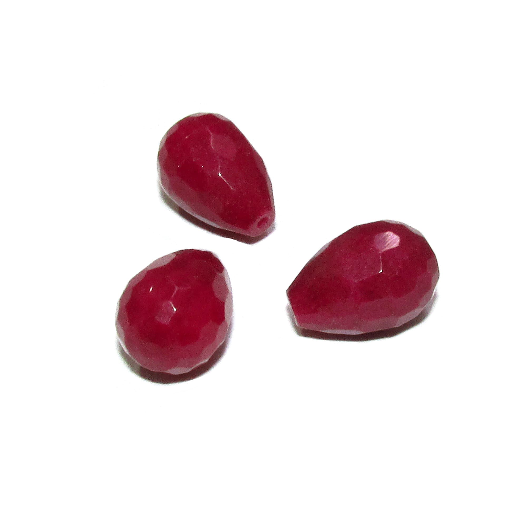 Natural African ruby Teardrop faceted half drilled Beads size 14x10 mm, Natural African ruby Half Drilled Beads, Jewelry making - 1 piece