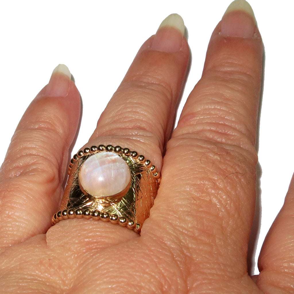 14K Gold Filled handmade moonstone ring size 8, Handmade gold filled ring, Pearl wire, Natural moonstone, gold filled ring, white gemstone