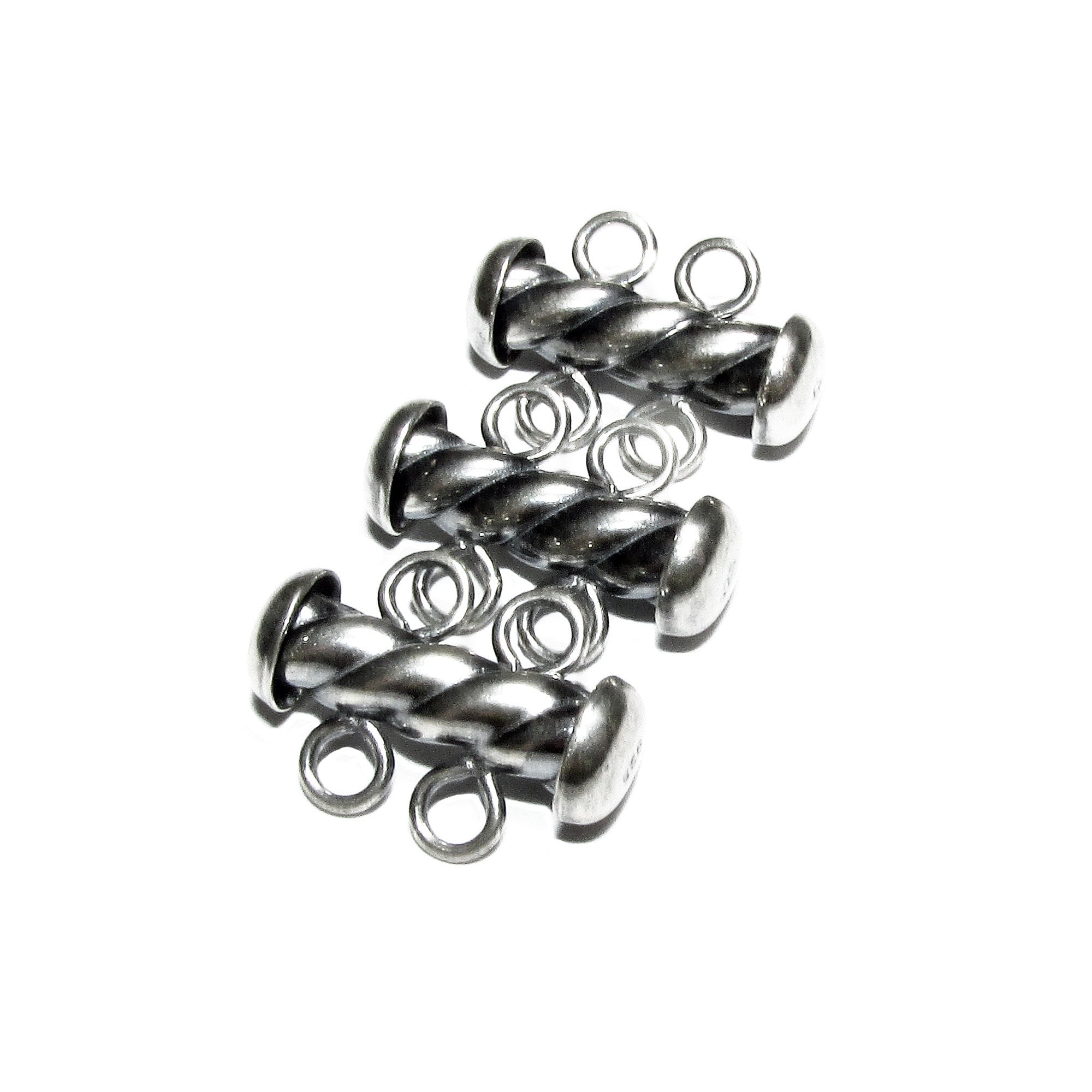 925 Sterling Silver Oxidized Twisted Tube Bar Clasp 2-Hole size 4.3x16 mm, Silver Clasps, Slide Clasps, Jewelry making, Tube clasp - 1 piece