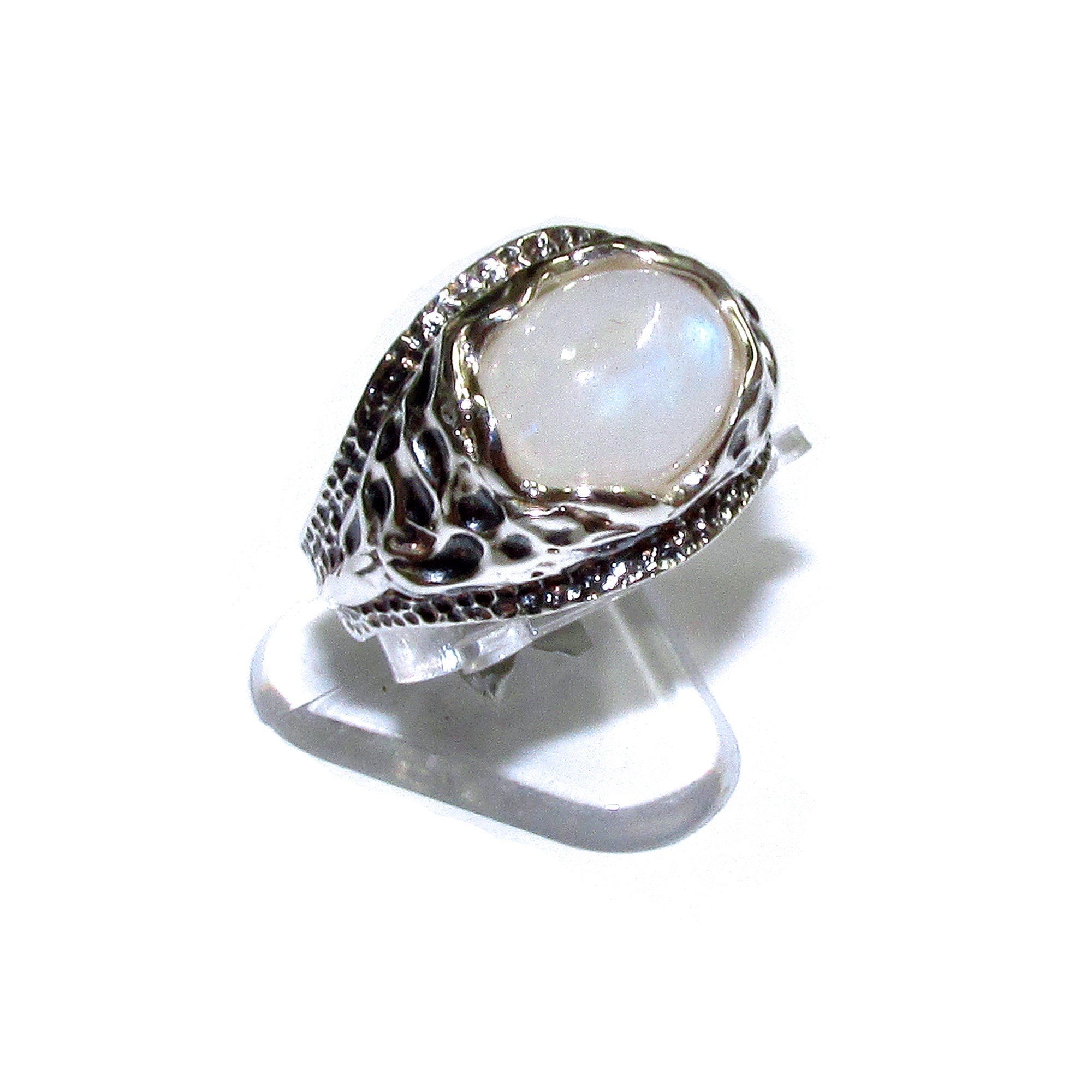 Statement moonstone ring 925 sterling silver size 7 1/2, Handmade ring, single copy, 925 sterling silver, Natural moonstone, gemstone