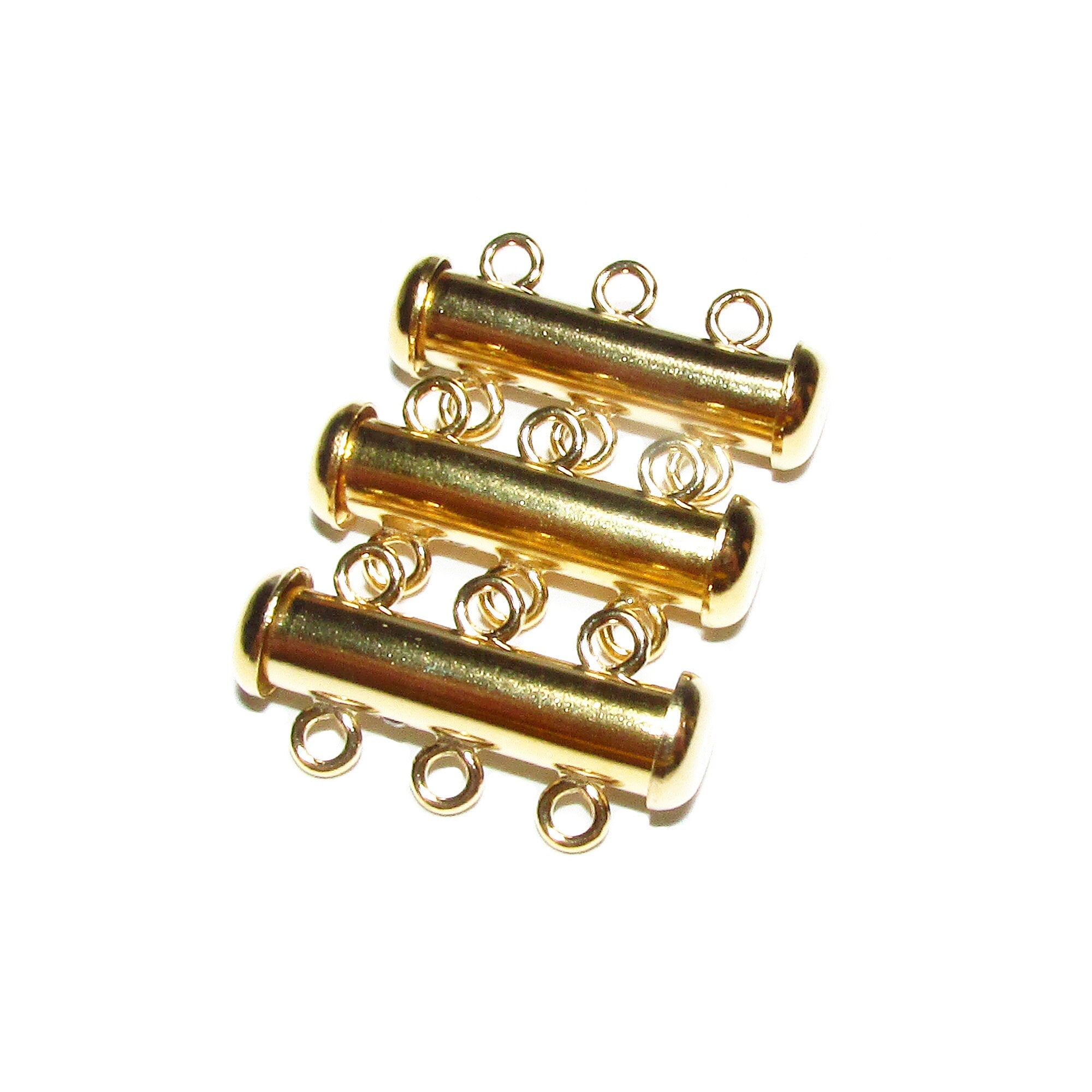 14K Yellow Gold Filled Tube Bar Clasp 3-Hole size 4.3x20 mm, Gold Filled Clasps, Slide Clasp, Jewelry making, Tube Slide Clasp - 1 piece