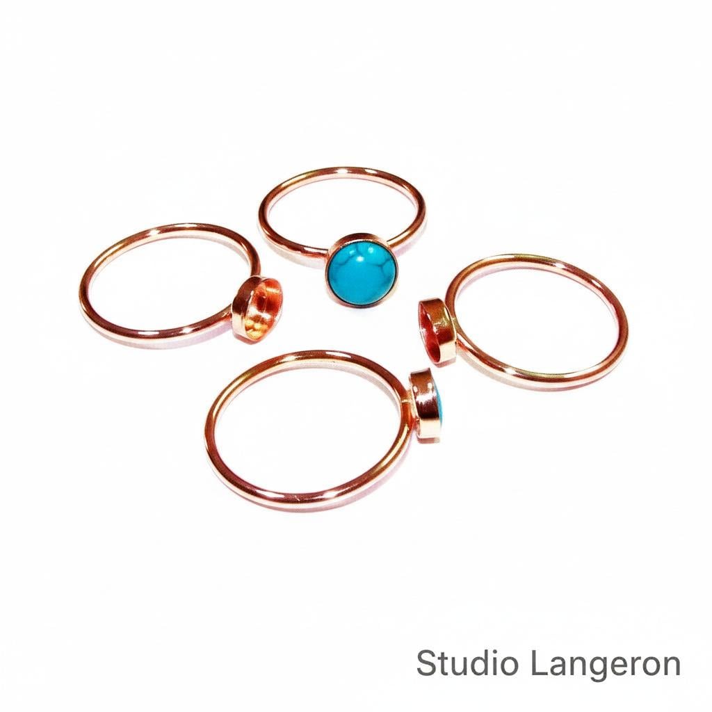 14K Rose solid gold blank ring with bezel cup 6 mm size 4 - 10, Base ring, Rose gold ring, bezel cup, Jewelry making, Setting - 1 piece