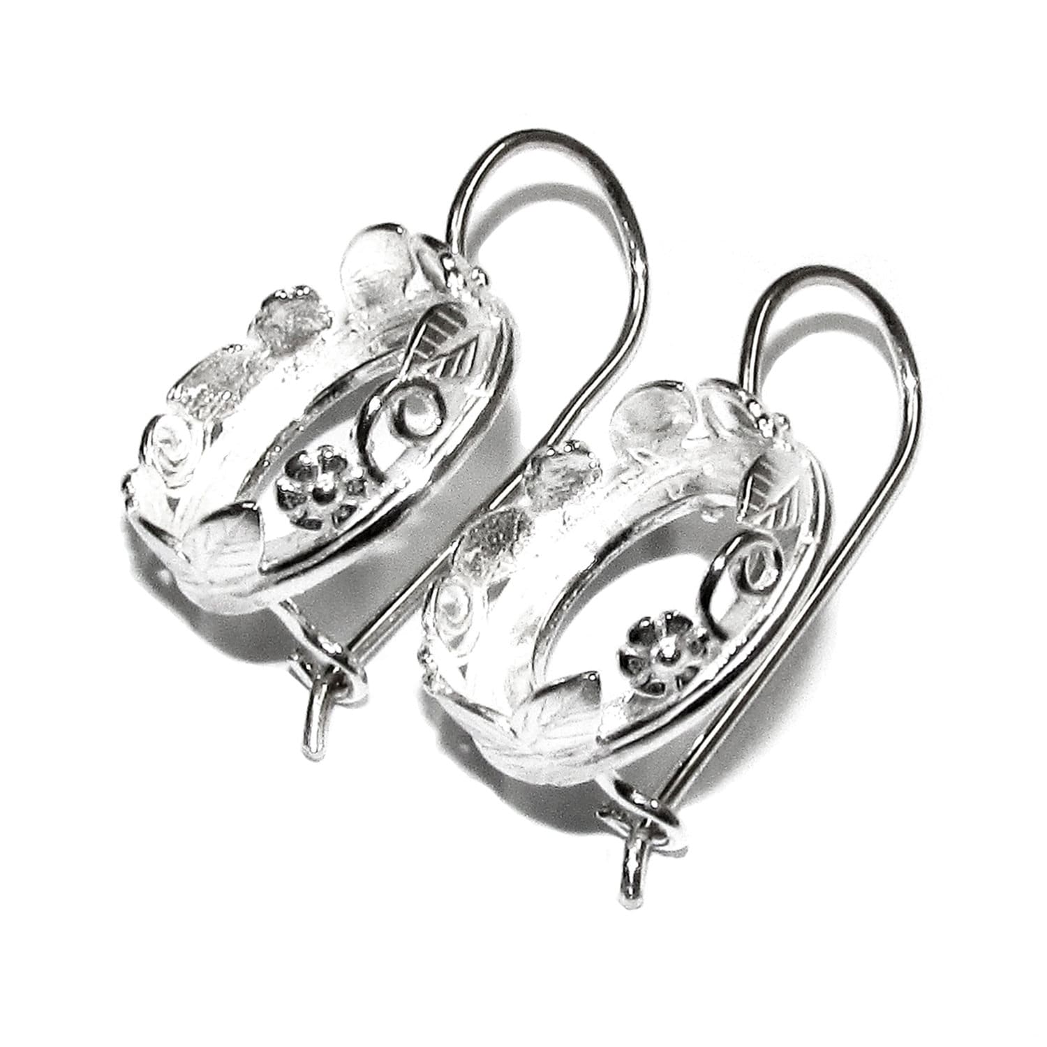 18 mm 925 sterling silver blank earrings with bezel cup, Jewelry making, Setting, bezel cup, base earrings, 925 silver - 1 pair (2 pieces)