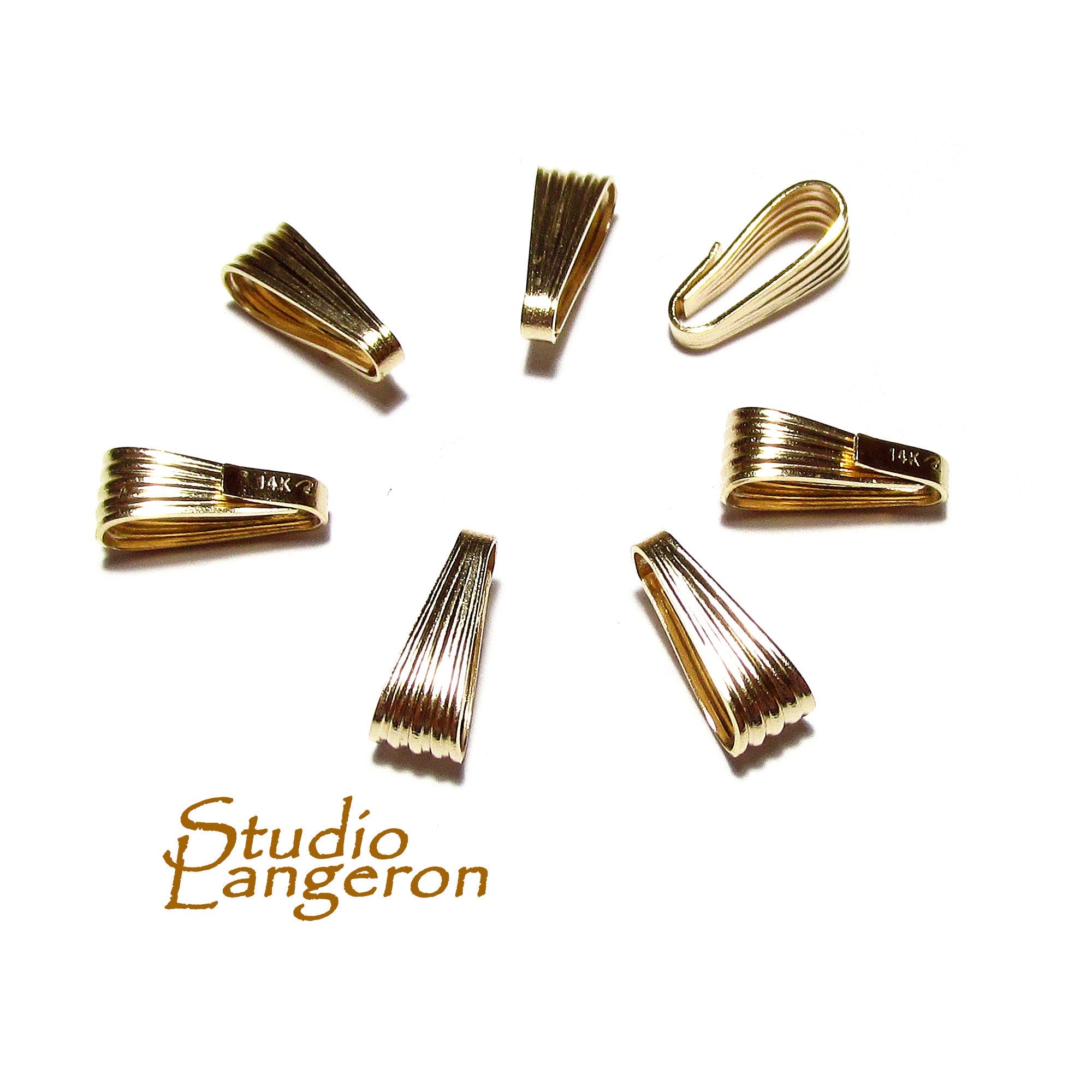 14K Solid gold Snap-On Large pendant Bail size 10.6x4.2 mm, Solid gold Bail, Jewelry making, Bail findings, 14K Gold Pendant bail - 1 piece