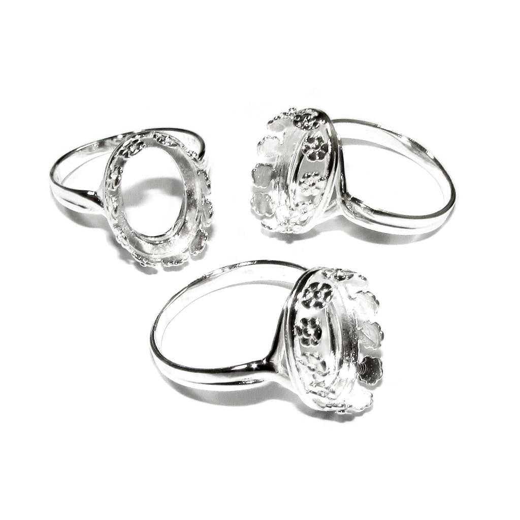 10x14 mm 925 sterling silver blank ring with bezel cup size 5, 6, 7, 8, silver ring, bezel cup, silver, base ring, Jewelry making - 1 piece