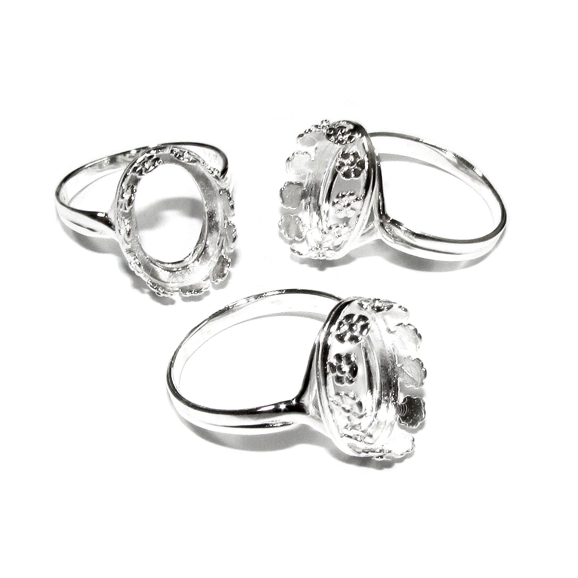 10x14 mm 925 sterling silver blank ring with bezel cup size 5, 6, 7, 8, silver ring, bezel cup, silver, base ring, Jewelry making - 1 piece