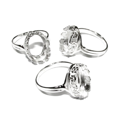 10x14 mm 925 sterling silver blank ring with bezel cup size 5, 6, 7, 8, silver ring, bezel cup, silver, base ring, Jewelry making - 1 piece