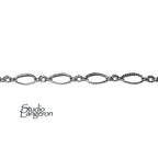 925 Sterling Silver 4.0 mm Patterned Oval Long & Short Chains, 925 silver chain, patterned silver chain, Jewelry making - 1 Ft (30 cm)