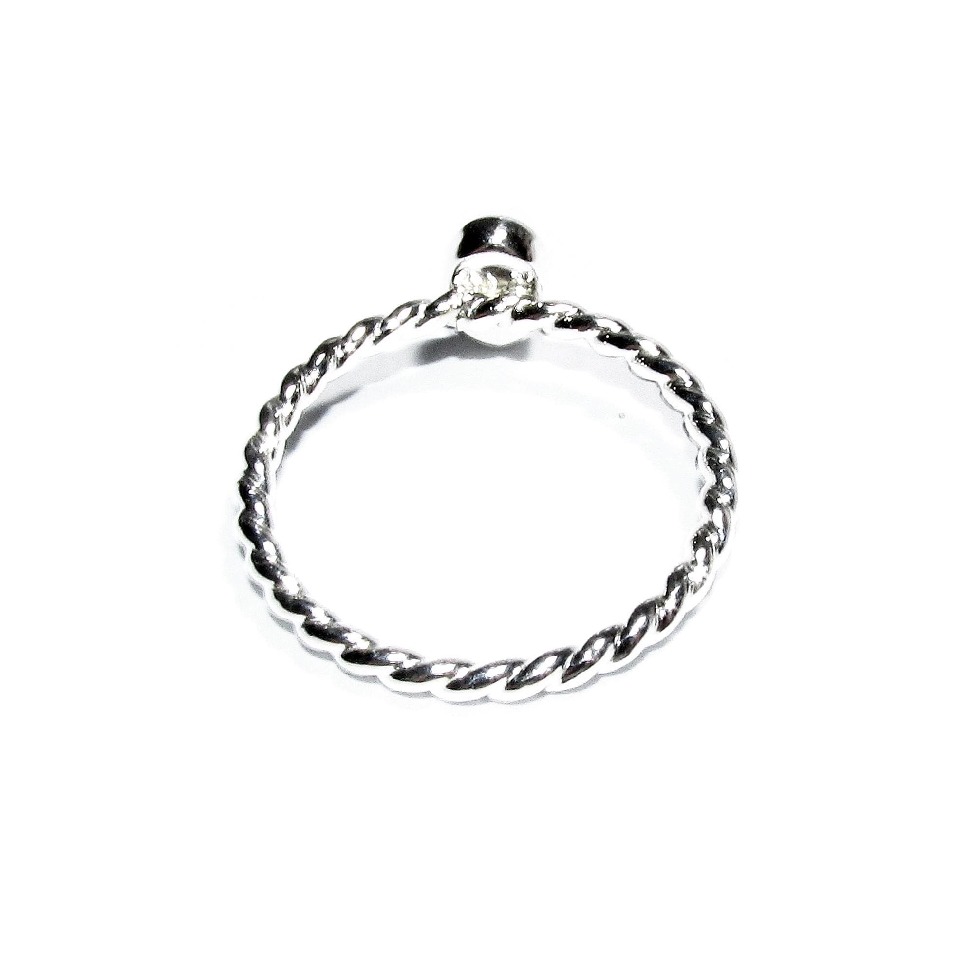 925 sterling silver twisted blank ring with bezel cup 5x7mm size 4, 5, 6, 7, 8, 9, 10, 11, bezel cup, base ring, Jewelry making - 1 piece