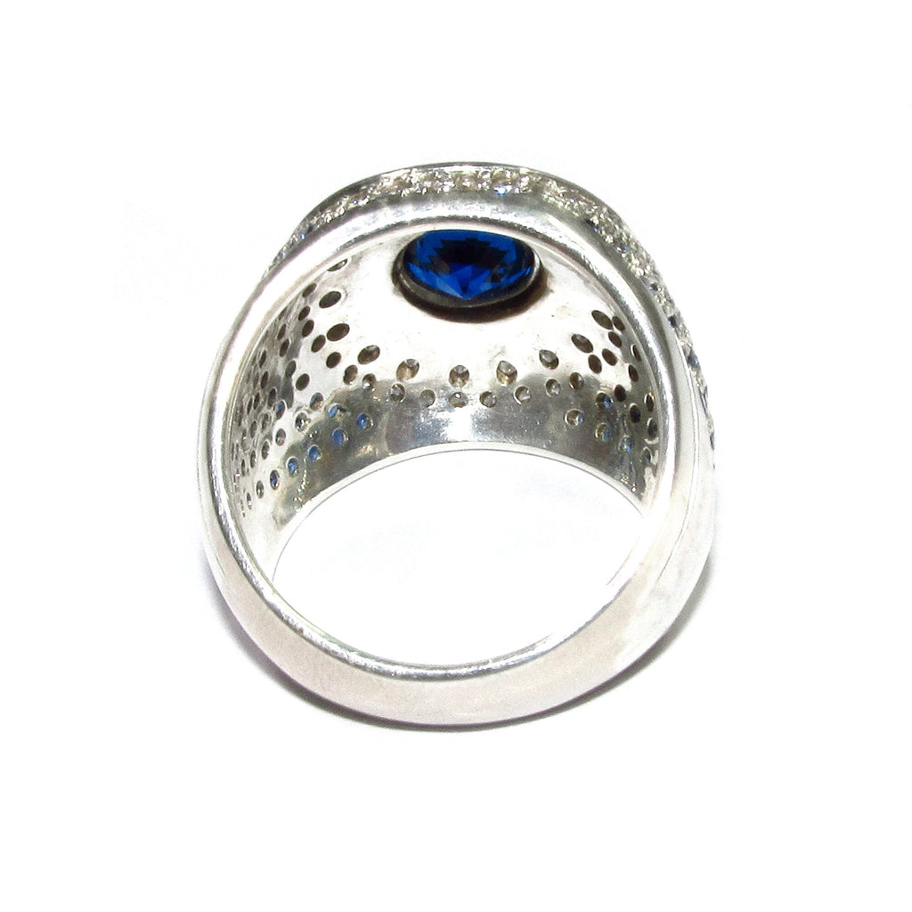 Statement blue topaz ring 925 sterling silver size 8 1/2, Handmade ring, single copy, 925 sterling silver, Natural topaz, Silver ring