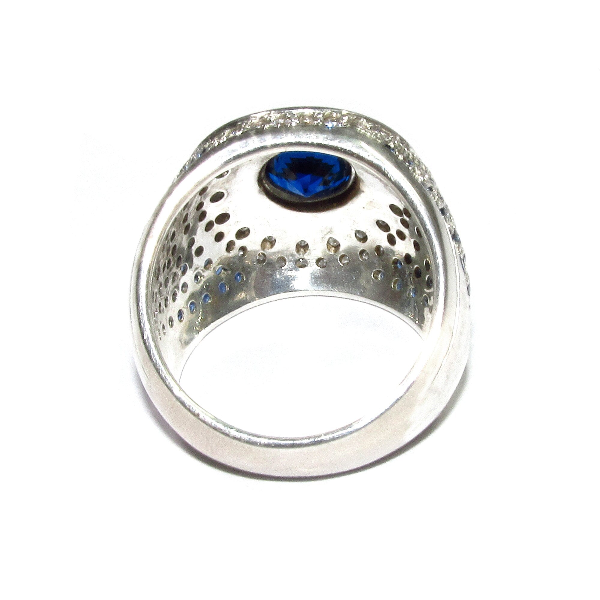 Statement blue topaz ring 925 sterling silver size 8 1/2, Handmade ring, single copy, 925 sterling silver, Natural topaz, Silver ring