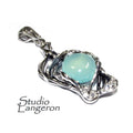 Aqua chalcedony blue pendant 925 sterling silver size 3.8x2.0 cm, single copy, Aqua chalcedony pendant, Handmade pendant, Blue, Gift