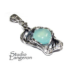 Aqua chalcedony blue pendant 925 sterling silver size 3.8x2.0 cm, single copy, Aqua chalcedony pendant, Handmade pendant, Blue, Gift